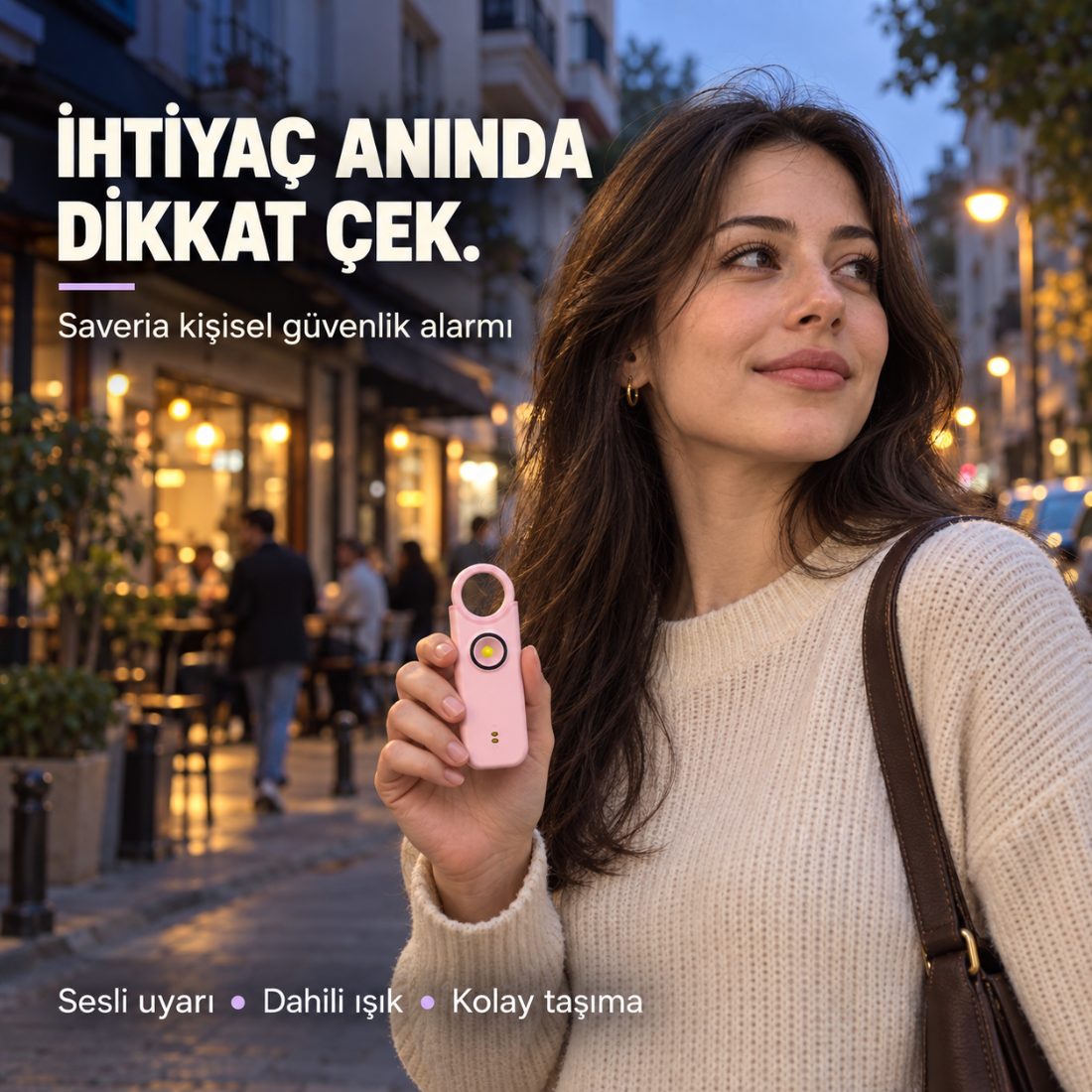 Gece sokakta elde Saveria alarm